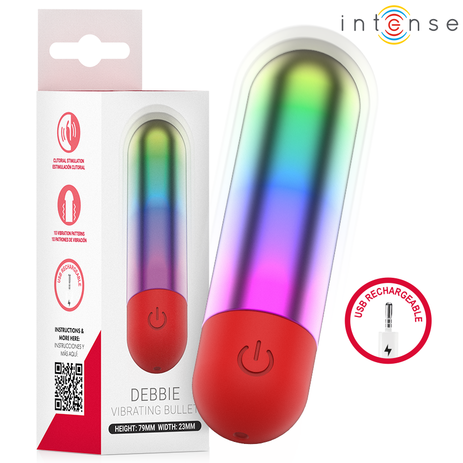 Mini Vibratore Proiettile INTENSE Debbie Arcobaleno — Multicolore