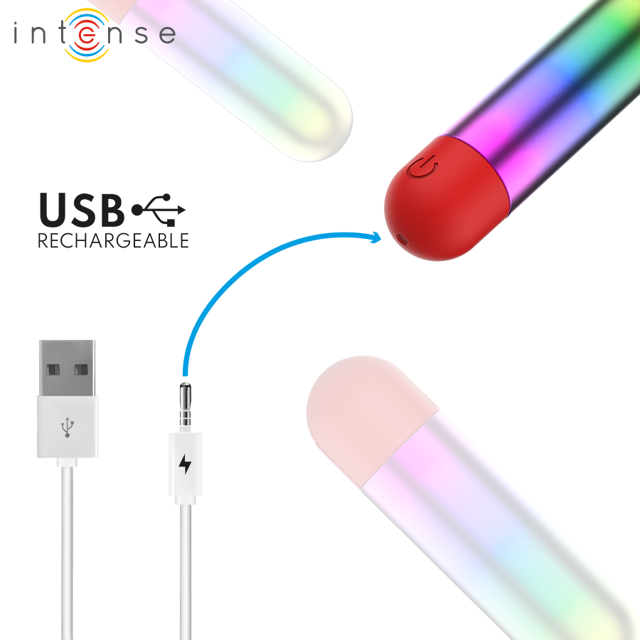 Mini Vibratore Proiettile INTENSE Debbie Arcobaleno — Multicolore