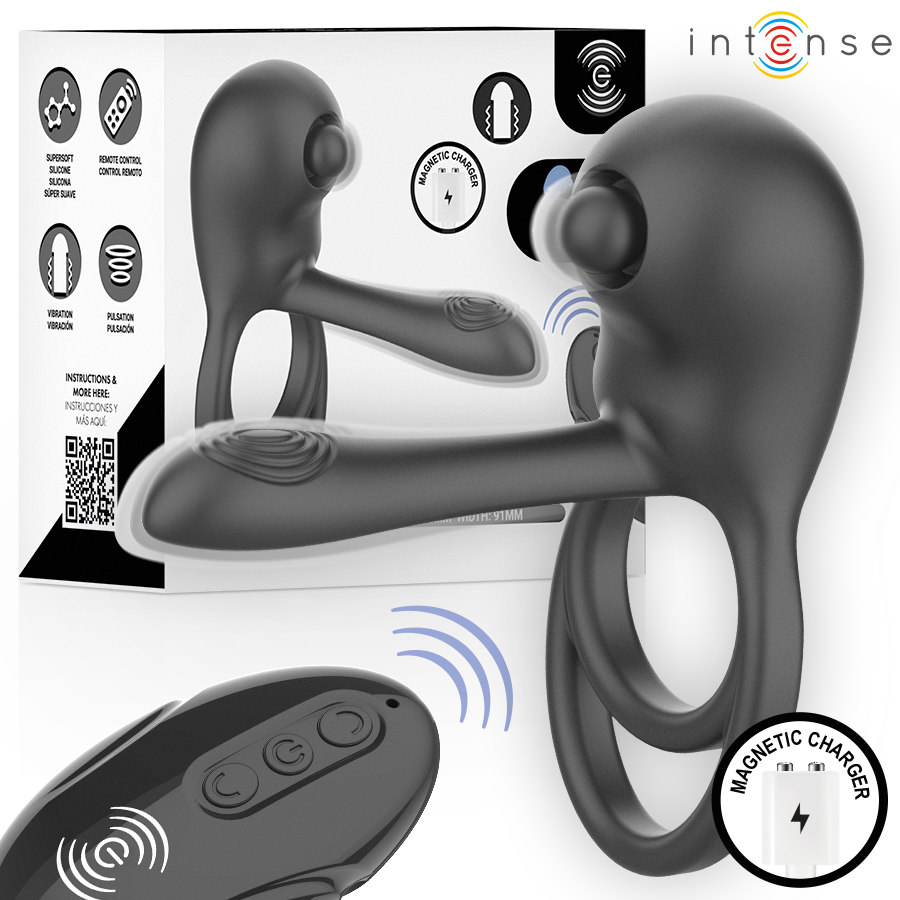 Anello Vibrante Pene INTENSE REMOTE CONTROL Spike — Nero