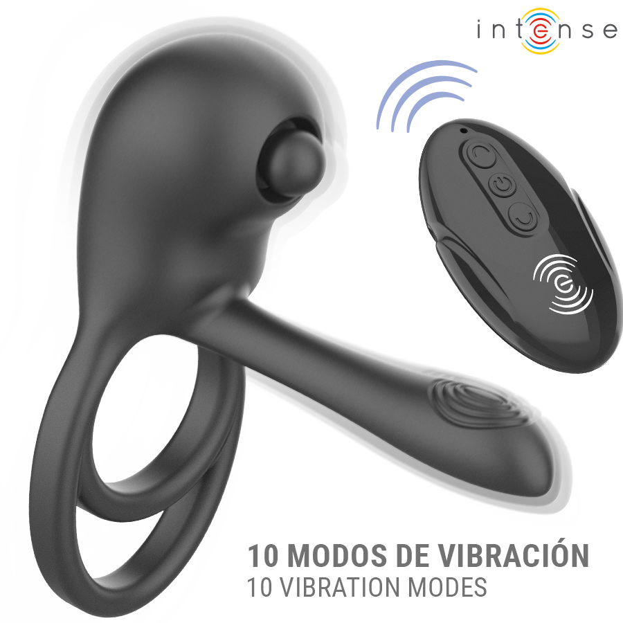 Anello Vibrante Pene INTENSE REMOTE CONTROL Spike — Nero