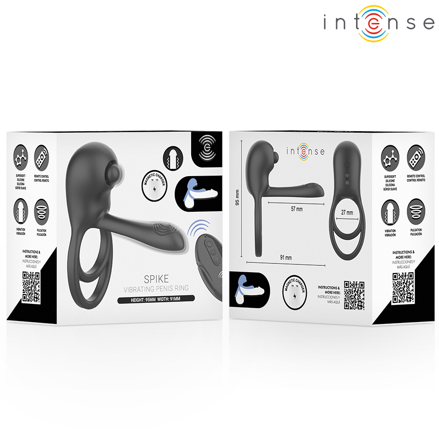 Anello Vibrante Pene INTENSE REMOTE CONTROL Spike — Nero