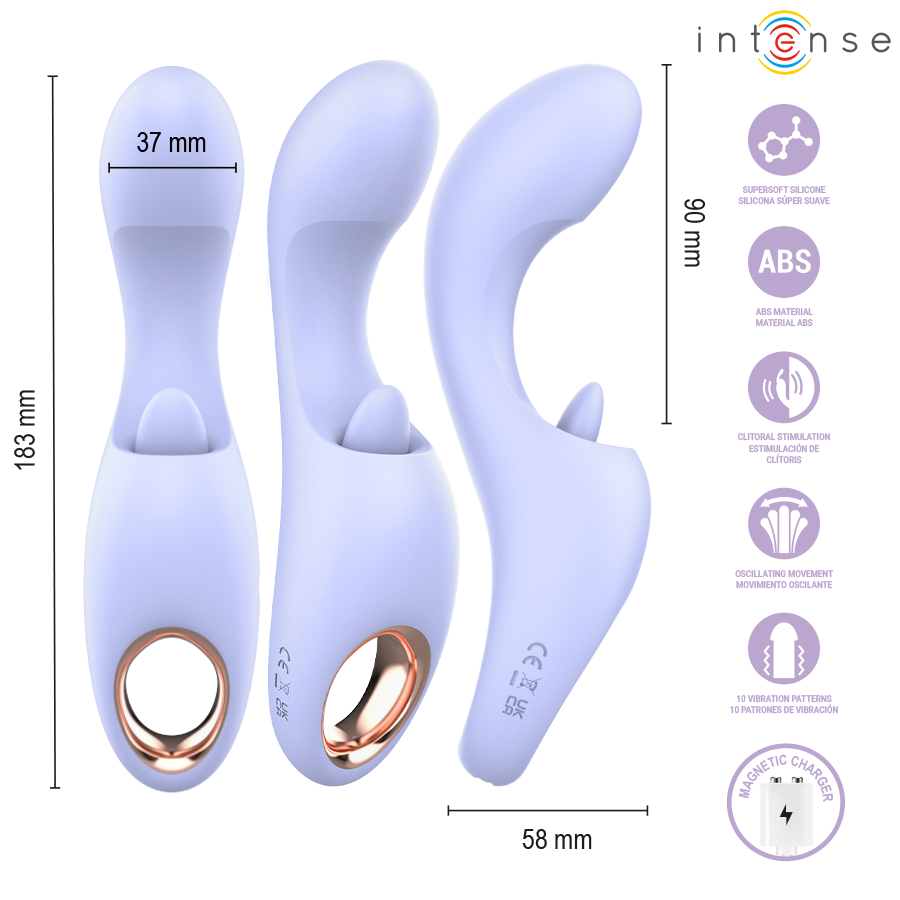 Vibratore Doppia Stimolazione INTENSE Anya Lavanda — Movimento Circolare