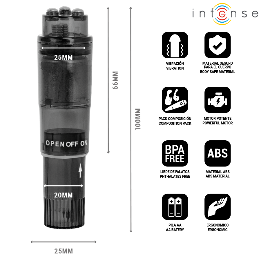 Mini Massaggiatore INTENSE FUN TOYS Kurt — Nero