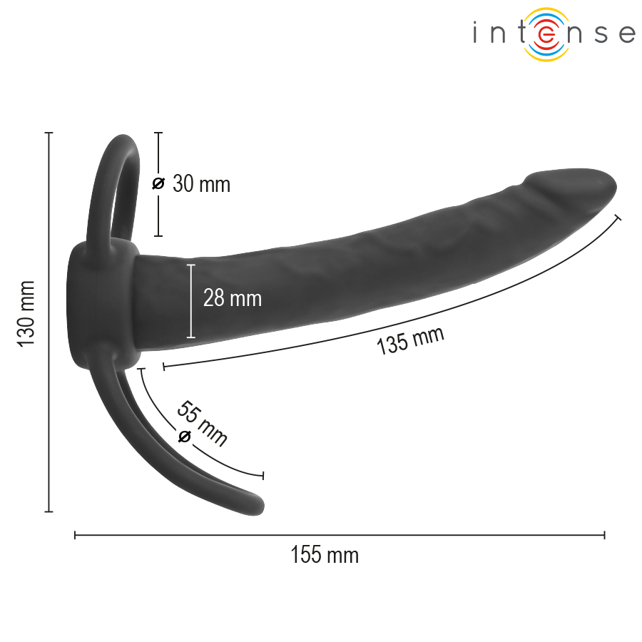 Dildo Anale INTENSE FOR HIM Lucas con Anello — Nero