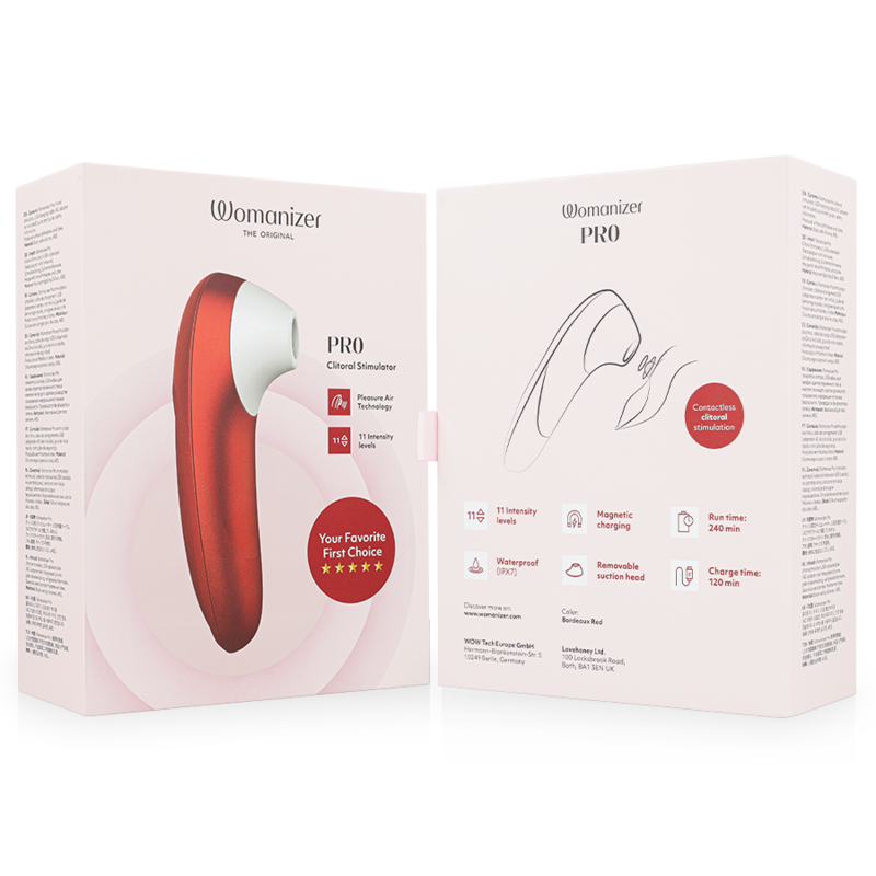 Stimolatore Clitorideo Womanizer Pro Vibrante Bordeaux — Bordeaux