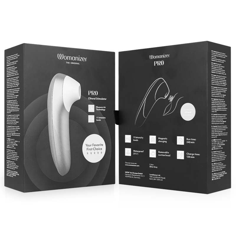 Stimolatore Clitorideo Womanizer Pro 2 Argento — Grigio