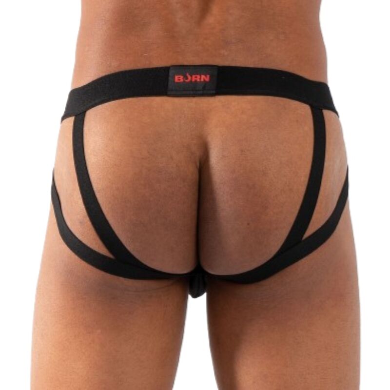 Slip Uomo BURN 011 Double Black Jockstrap — Nero