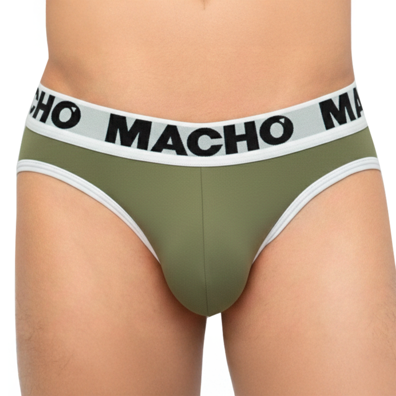 Slip Uomo MACHO UNDERWEAR MCH013 con Push-Up — Verde Militare