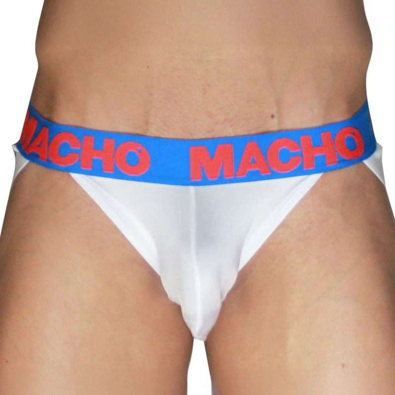 Jockstrap Macho Underwear MX29AZ Lycra Elastan — Bianco e Blu Scuro M