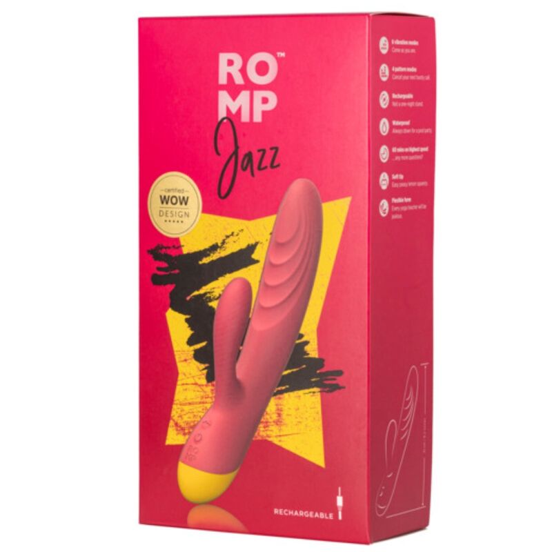 Vibratore a Coniglio ROMP Jazz Ricaricabile Rosso — Doppia Stimolazione