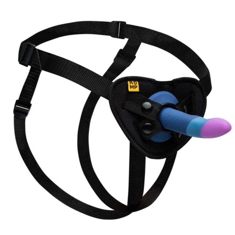 Kit Arnés y Dildo ROMP Tricolor Ventosa 14cm — Multiuso