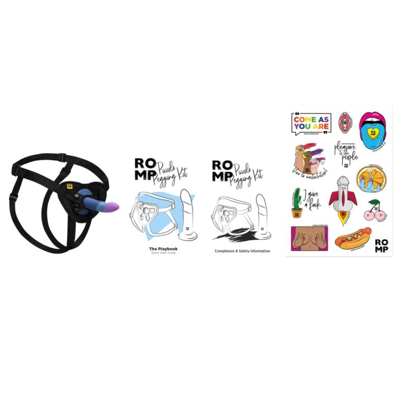 Kit Arnés y Dildo ROMP Tricolor Ventosa 14cm — Multiuso