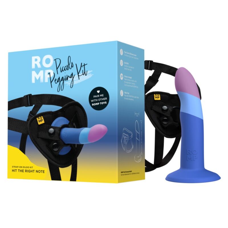 Kit Arnés y Dildo ROMP Tricolor Ventosa 14cm — Multiuso