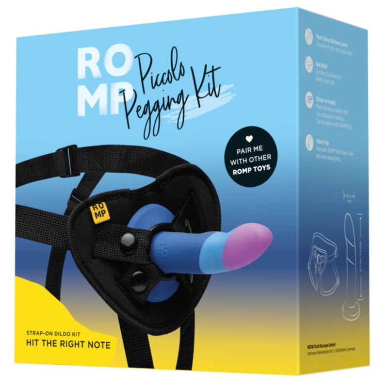 Kit Arnés y Dildo ROMP Tricolor Ventosa 14cm — Multiuso