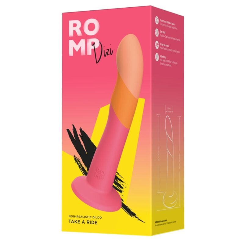 Dildo ROMP Dizi Ventosa Tricolore 18 cm — Silicone