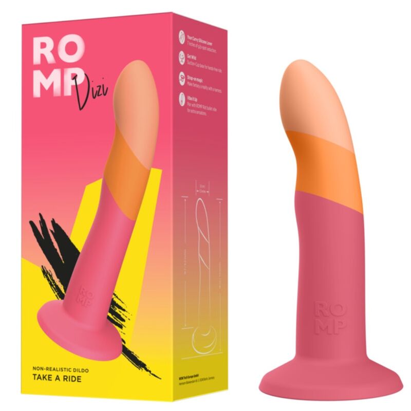 Dildo ROMP Dizi Ventosa Tricolore 18 cm — Silicone