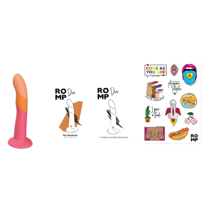 Dildo ROMP Dizi Ventosa Tricolore 18 cm — Silicone