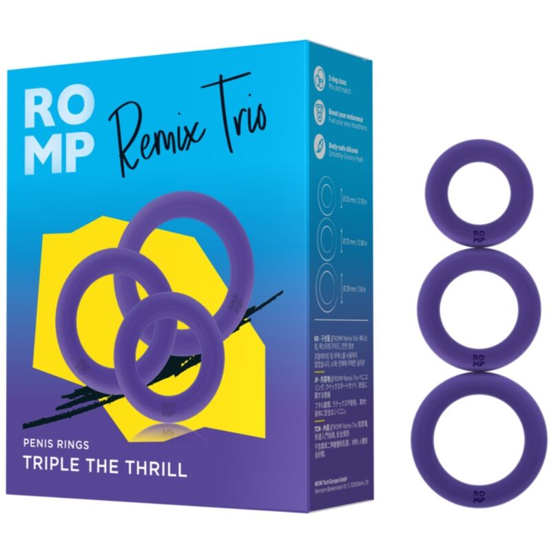 Anelli Pene ROMP Remix Trio Set 3pz Silicone Viola — Viola