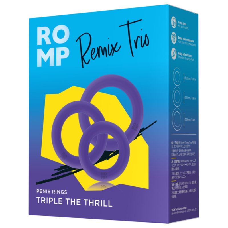 Anelli Pene ROMP Remix Trio Set 3pz Silicone Viola — Viola