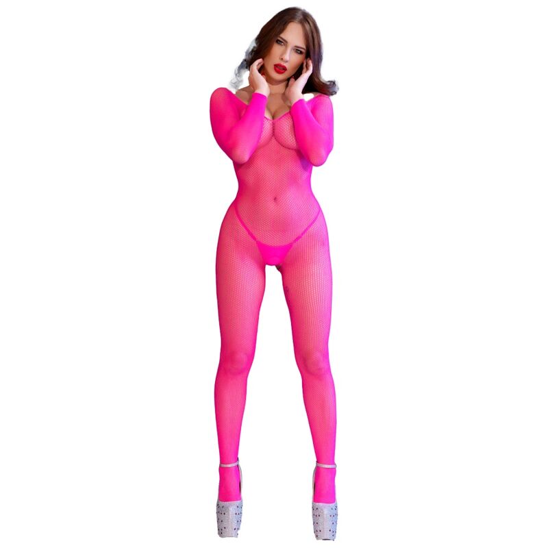 Bodystocking CHILIROSE CR 4894 Rete Neon Rosa S/M — Rosa Neon