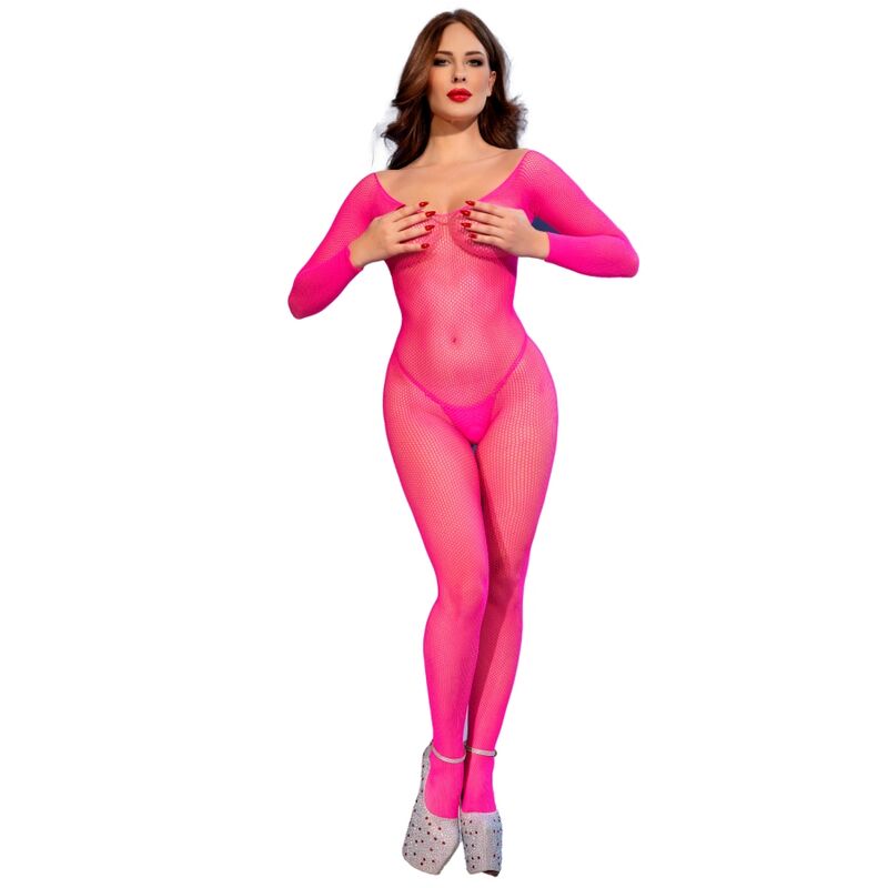 Bodystocking CHILIROSE CR 4894 Rete Neon Rosa S/M — Rosa Neon