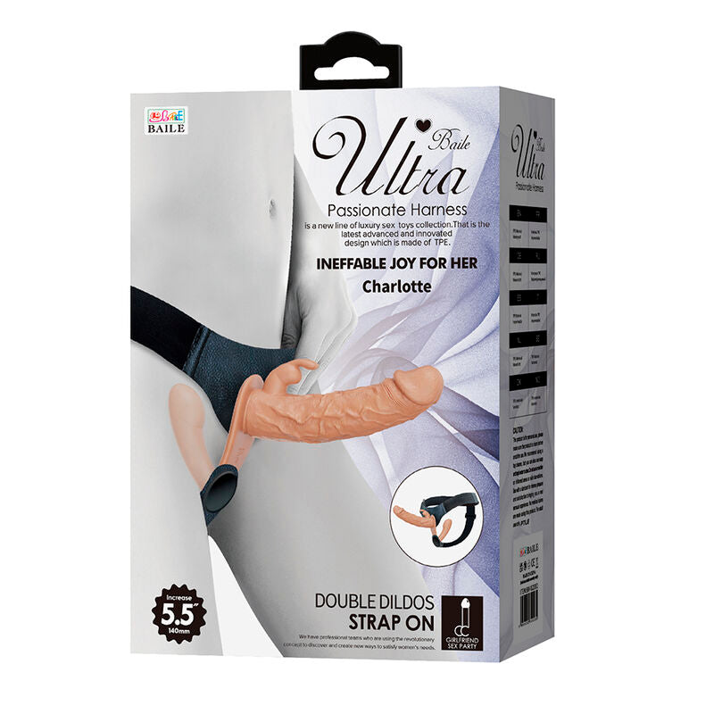 Strap-on Doppio Baile Charlotte Hollow — Carne e Nero