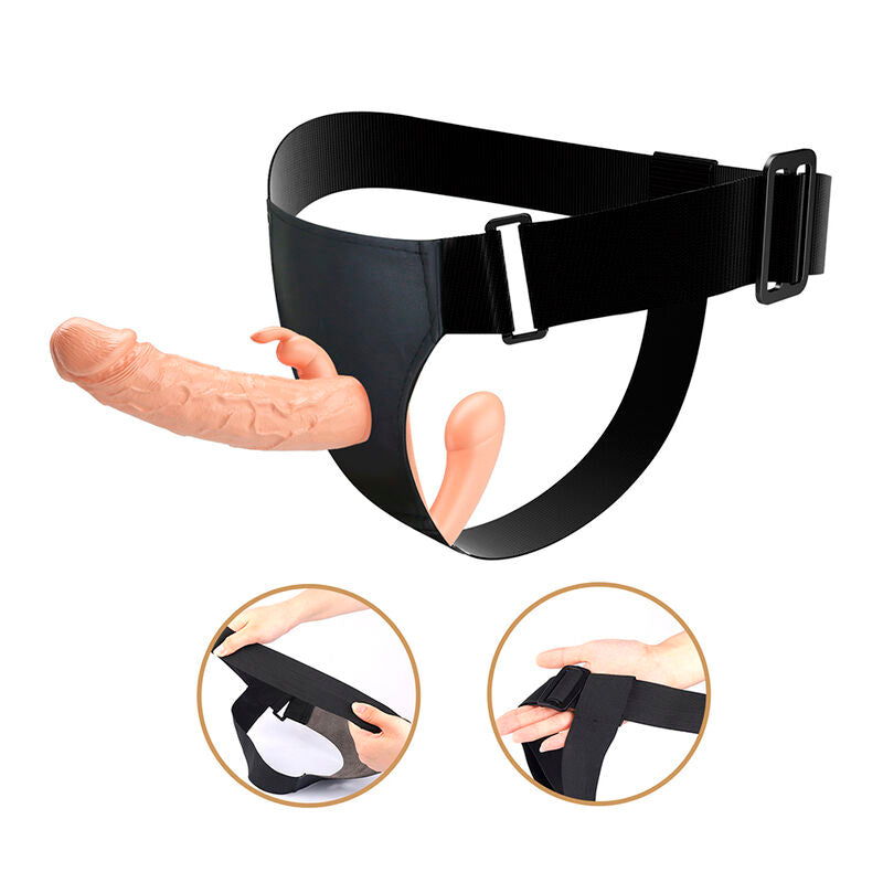 Strap-on Doppio Baile Charlotte Hollow — Carne e Nero