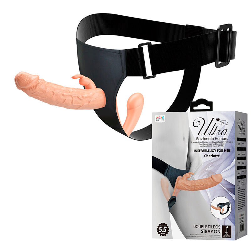 Strap-on Doppio Baile Charlotte Hollow — Carne e Nero