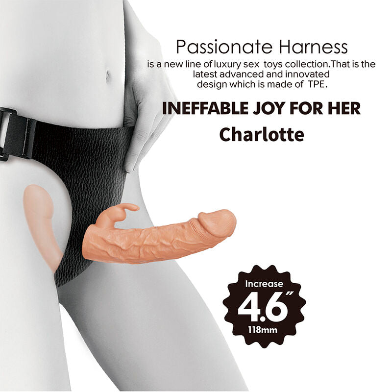 Strap-on Doppio Baile Charlotte Hollow — Carne e Nero