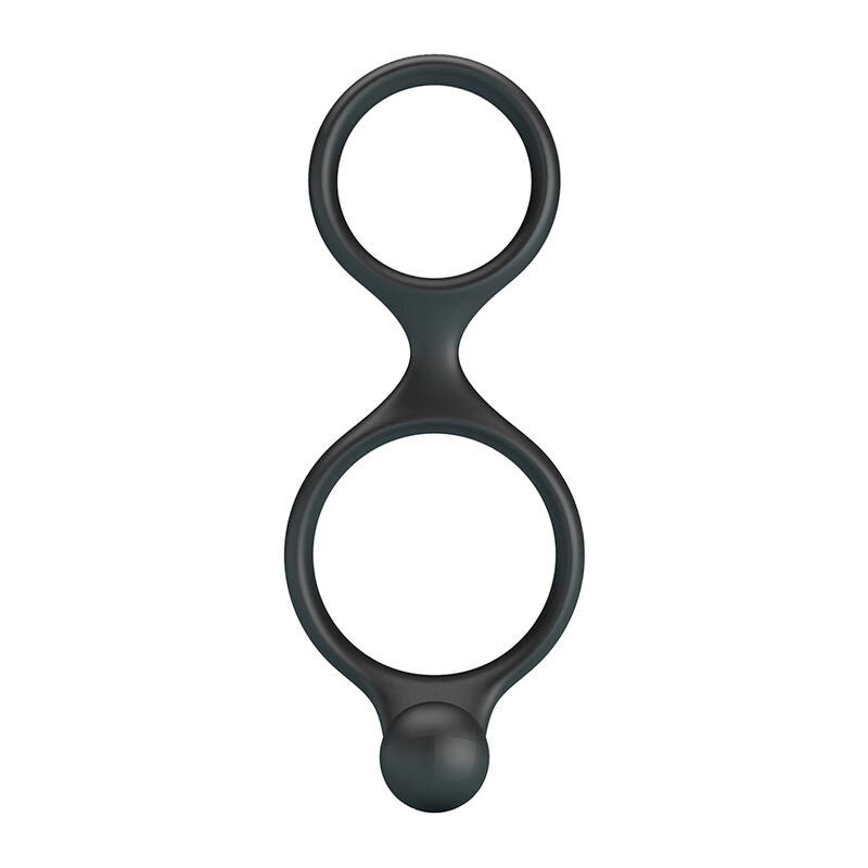 Anello Doppio Pene e Testicoli Crazy Bull Florian — Nero