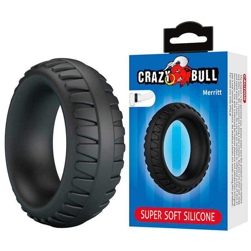 Anello Pene Crazy Bull Merritt Testurizzato — Nero