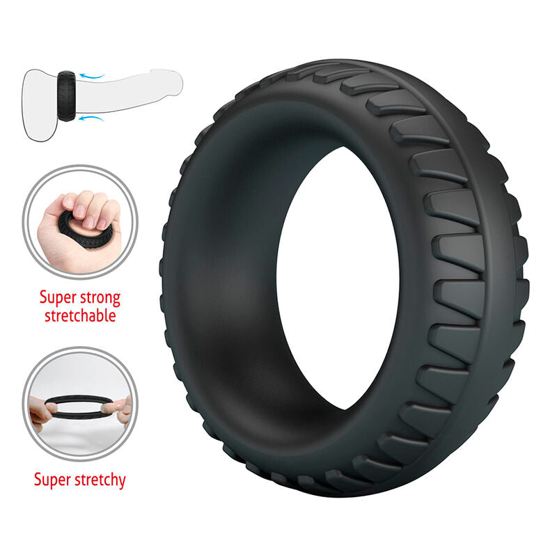 Anello Pene Crazy Bull Merritt Testurizzato — Nero