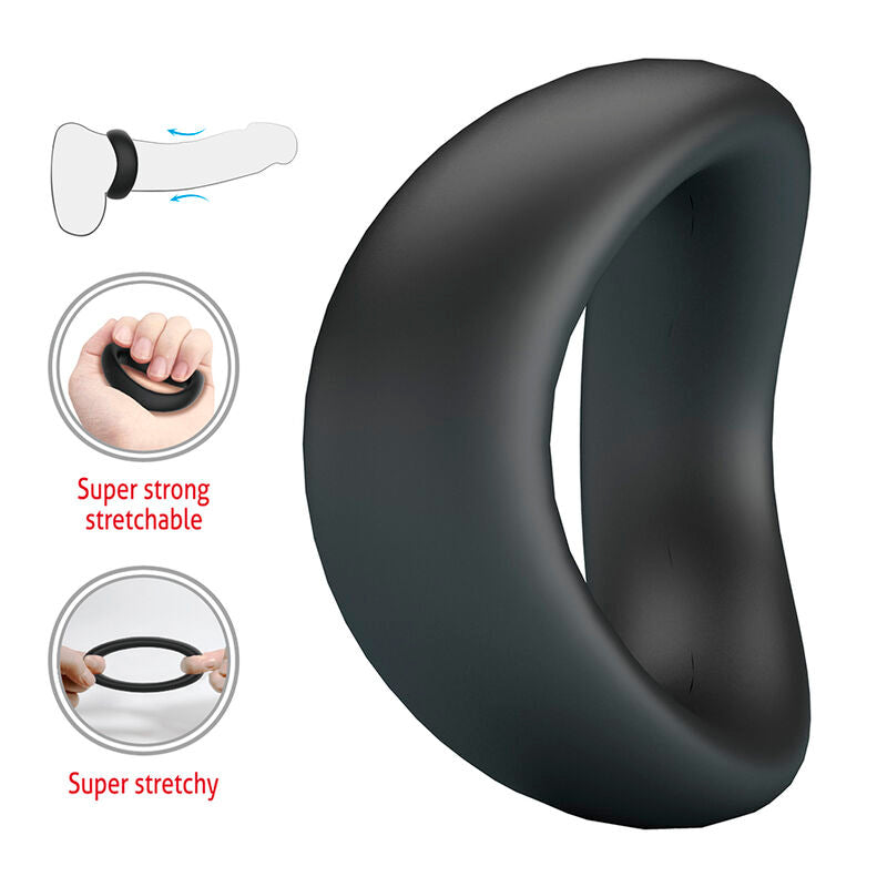 Anello Pene Ergonomico Crazy Bull Valen — Nero