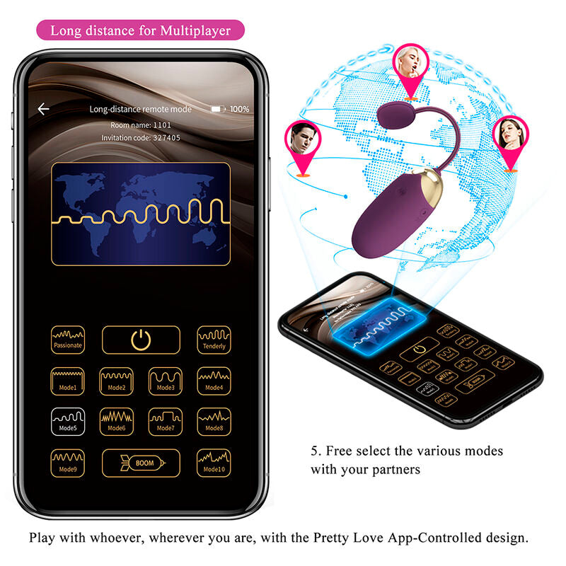 Vibratore a Uovo APP SERIES Klay con Spinta — Viola