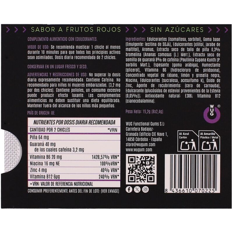 Gengive WUG GUM Dopo Sbornia Frutti Rossi — 8 unità