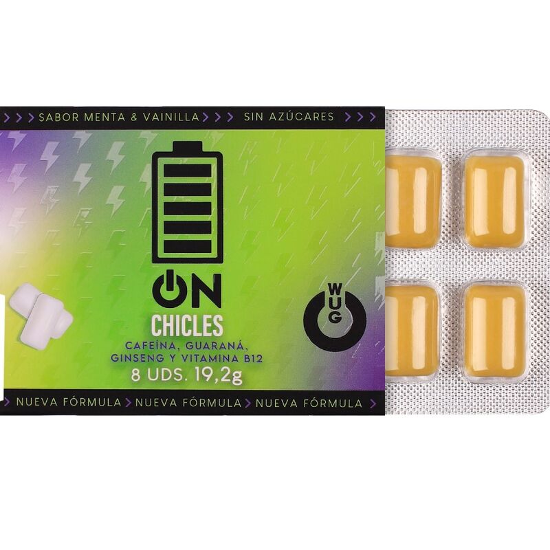 Gomme Masticare WUG GUM Energy Gum Menta Vaniglia — 8 Pezzi