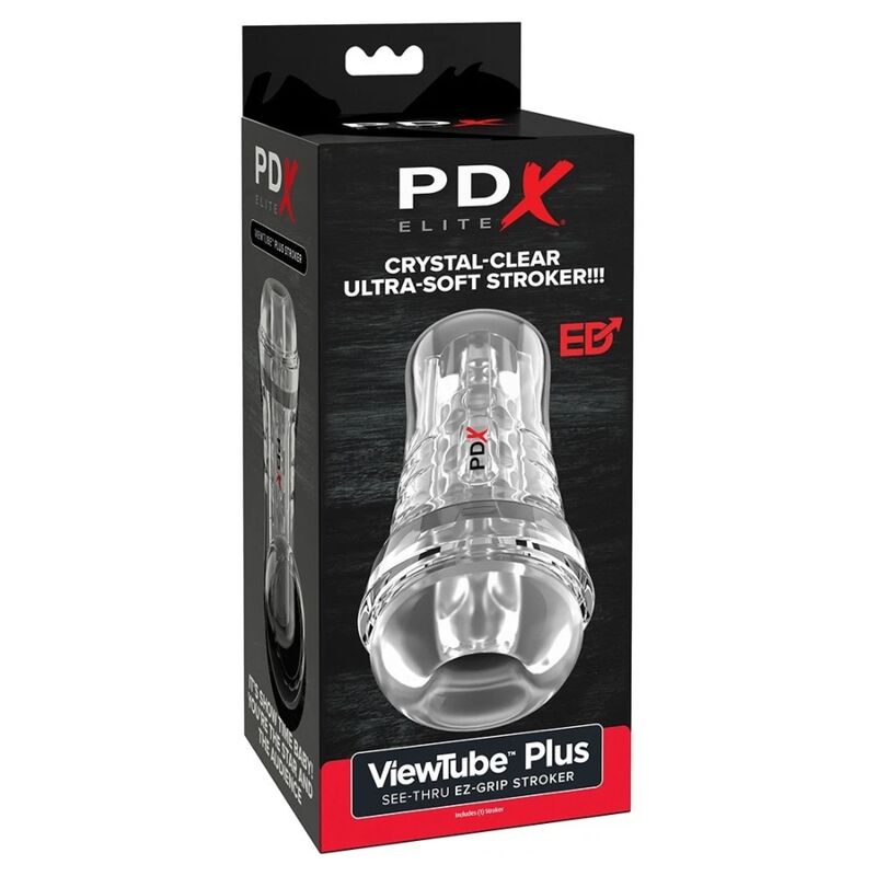 Masturbatore PDX Elite Viewtube Plus EZ-Grip — Trasparente 21 cm