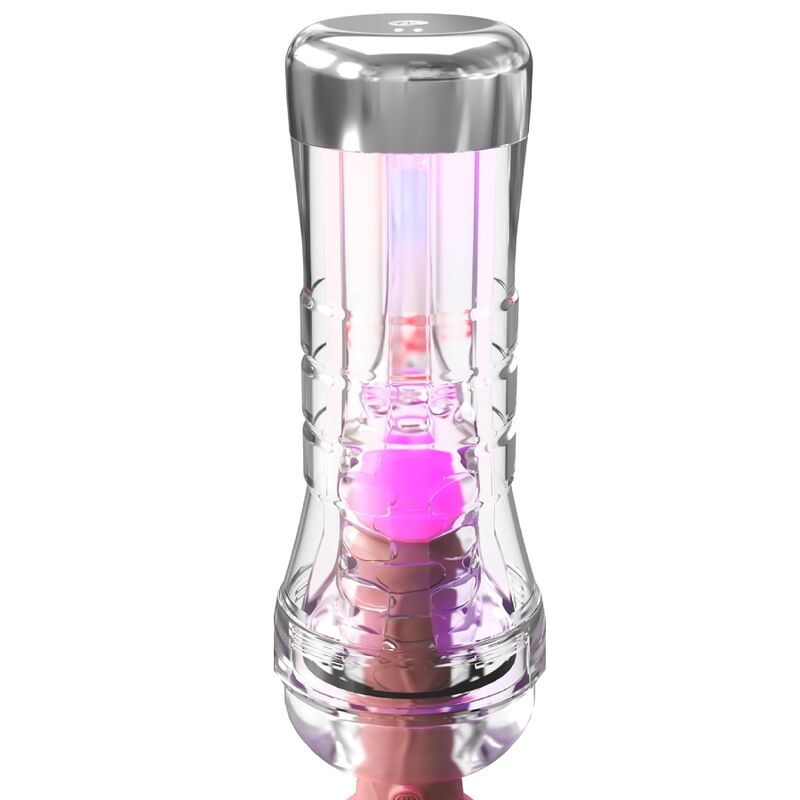 Masturbatore PDX Elite Viewtube XXL LED Trasparente — 27,3 cm