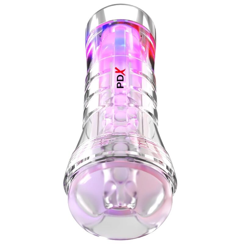 Masturbatore PDX Elite Viewtube XXL LED Trasparente — 27,3 cm