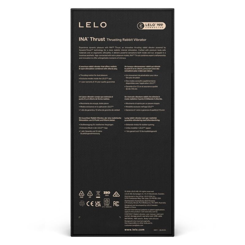 Vibratore a Spinta LELO Ina Thrust Rabbit — Nero
