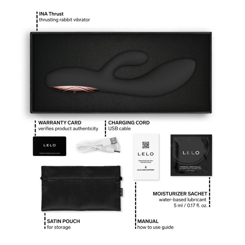 Vibratore a Spinta LELO Ina Thrust Rabbit — Nero