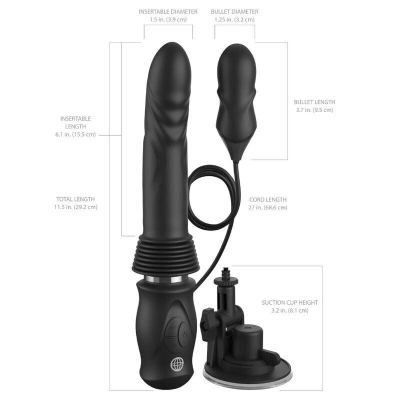 Vibratore a Spinta FETISH FANTASY SERIES Ultimate Silicone Thruster — Nero