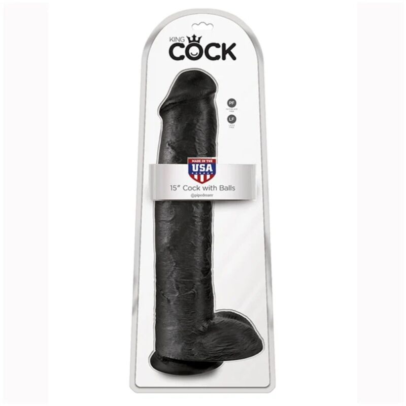 Dildo Realistico KING COCK con Testicoli 38 cm — Nero