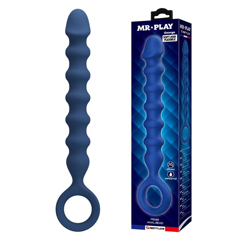 Perle Anali MR PLAY con Plug — Blu