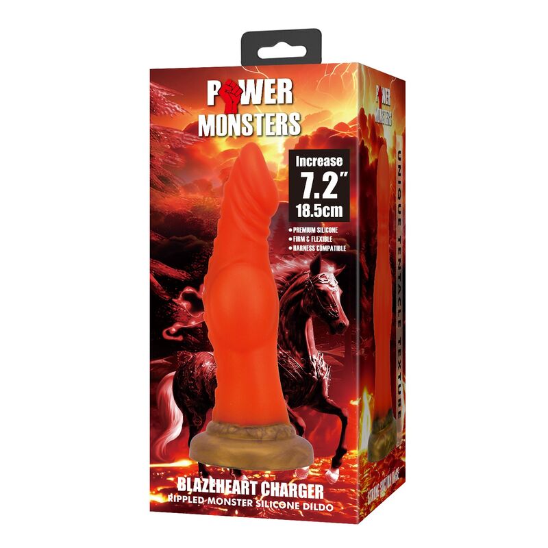 Dildo Fantasy Power Monsters Blazeheart Charger — Arancione Trasparente