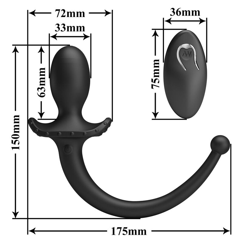 Vibratore Anale MR PLAY con Telecomando — Nero