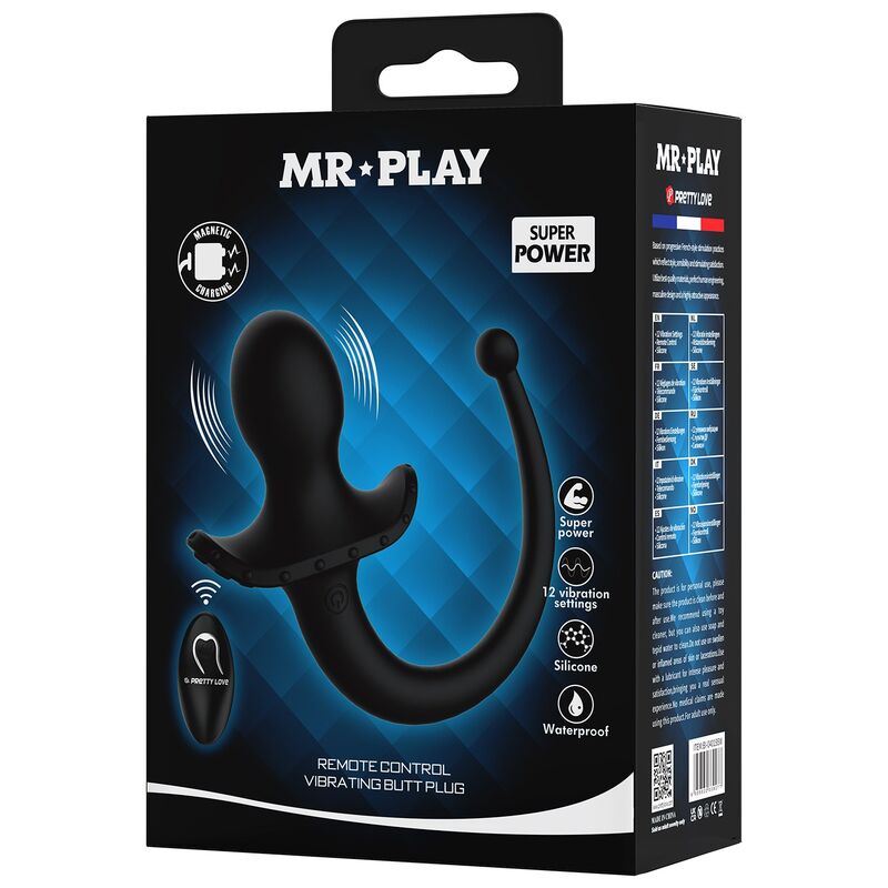 Vibratore Anale MR PLAY con Telecomando — Nero