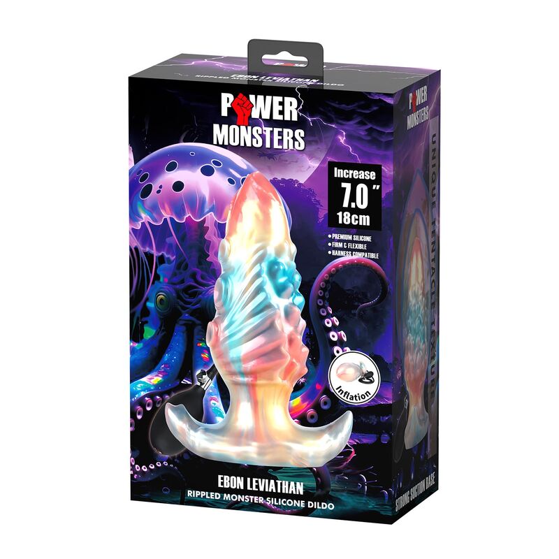 Plug Anale Gonfiabile POWER MONSTERS Ebon Leviathan Tricolore — 18 cm