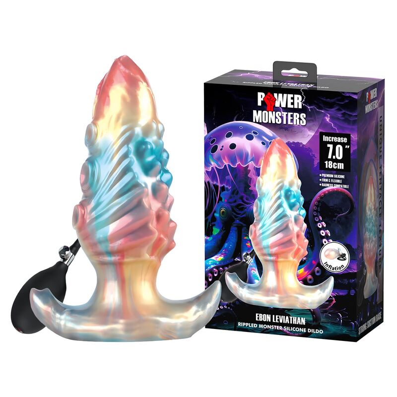 Plug Anale Gonfiabile POWER MONSTERS Ebon Leviathan Tricolore — 18 cm