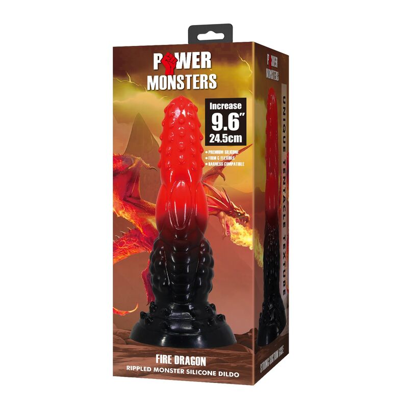 Dildo Fantasy Power Monsters Drago di Fuoco — Rosso e Nero